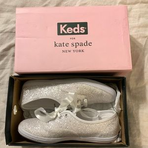 White glittery Kate spade keds